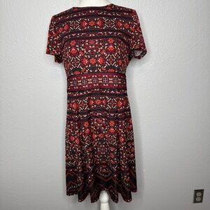 Chico's Floral Striped Print Short sleeve dress .